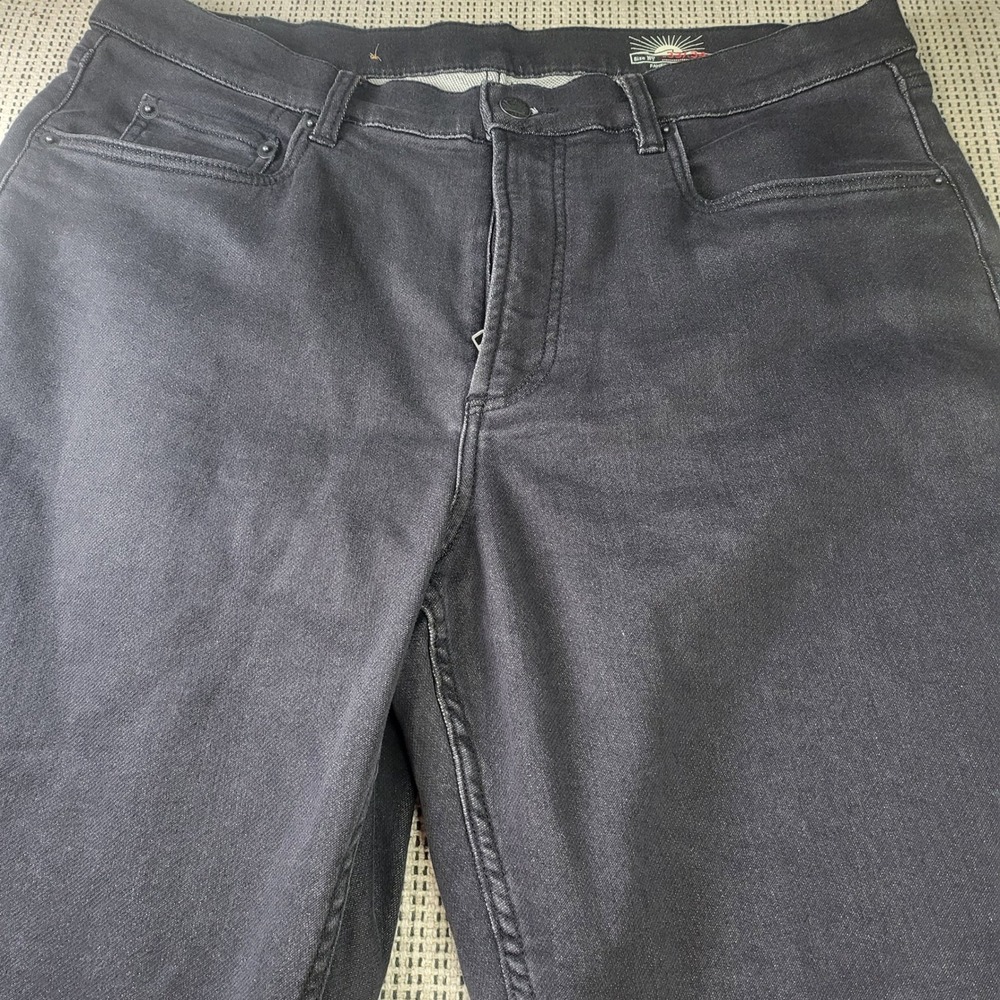 Faherty Pants Mens 33x34 Black Stretch Terry 5-Pocket Straight Leg Regenerative